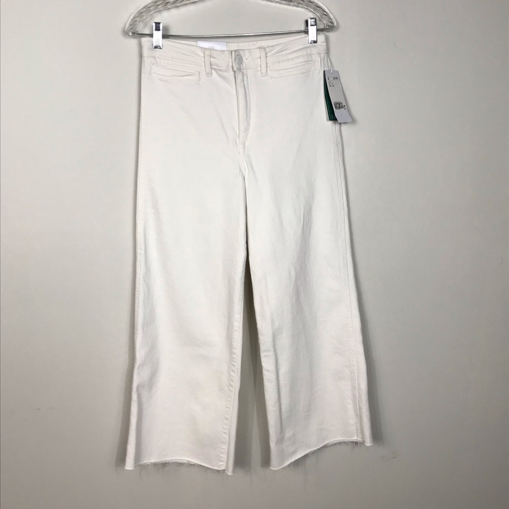 H&M CONSCIOUS White Wide Leg High Waist Stretch Denim Jeans Size 8, NWT